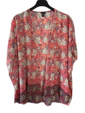 Rue 21+ Womens Sheer Floral Kimono Cardigan 3X/4X Polyester Multicolor