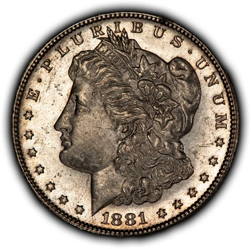 1881-S $1 Morgan Dollar Colorful Crescent Toning - Proof-Like Obv - UNC - D7384