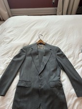 Gray Pinstripe Men's 2 Piece Suit Single-Breasted Pleated Jacket  Pants