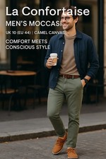 Mocassini slip-on La Confortaise UK10 scarpe casual in tela cammello leggere  