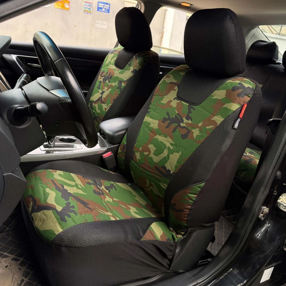 Juego completo de fundas de asiento de auto de malla y camuflaje verde 2009 para Ford F-150 Super Crew Foto 4 de 4