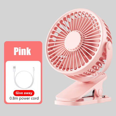 USB Rechargeable Mini Clip-On Fan for Office, Stroller, and Outdoor Use