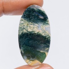 100 Natural Moss Agate Oval Cabochon Loose Gemstone 21.5 Ct. 34X17X4 mm X-27409