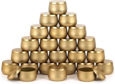4 OZ Candle Jars with Bamboo Lids for Making Candles, Thick Matte Gold 24 Pack