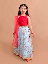 Indian Ethnic Girls Traditional Lehenga Choli Dress, Silk Blend Fabric, 2-16 Yr