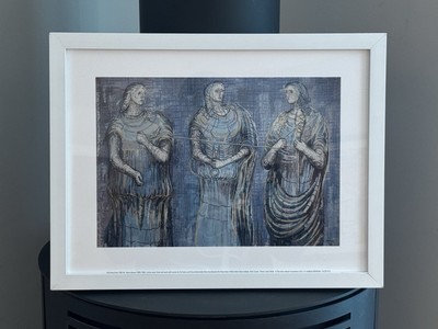 Henry Moore Die drei Schicksale 1983-84 Druck weißer Rahmen