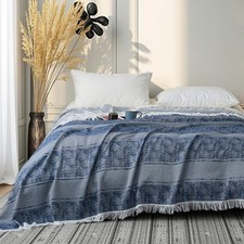 Cooling Muslin Cotton Blanket Queen Size 90x90 Soft Breathable Lightweight Throw