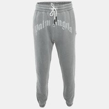 Palm Angels Jogginghose grau Logo Print Baumwolle Strick S