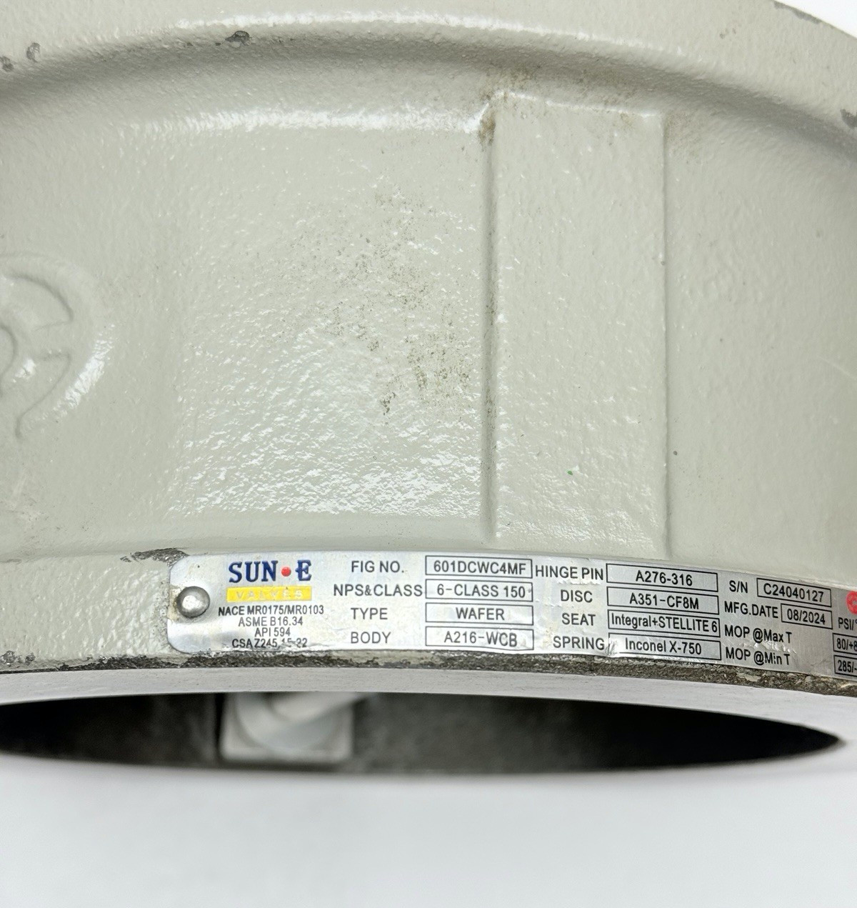 601DCWC4MF C&C 6" Wafer Check Valve 6-150, WCB BL0022, CF8M BL0059