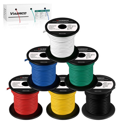 VIABRICO 16 Gauge Wire - 600FT, 100FT Spool, 6 Colors, Copper Clad Aluminium, Lo