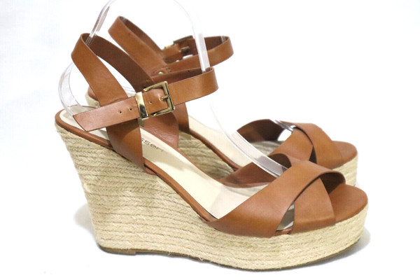 Size 9 Womens Open Toe X Top Elastane Free Buckle Espadrille Platform Wedge Shoe