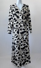 NWT! ASOS US 8 White Black Dalmation Cow Print Wrap Midi Dress (b54)