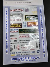 Vintage NOS Microscale Decal 87-163 Signs For Small Towns HO Scale