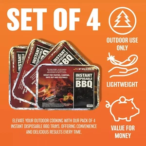 4 Pack Instant Disposable Medium Bar-Be-Quick BBQ Garden Grill 29 x 24x 4.6cm UK