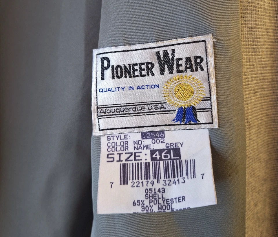 Vtg PIONEER WEAR Wool Blend Blazer Men's 46L Gray Western Rockabilly Cowboy USA - Image 3 of 4