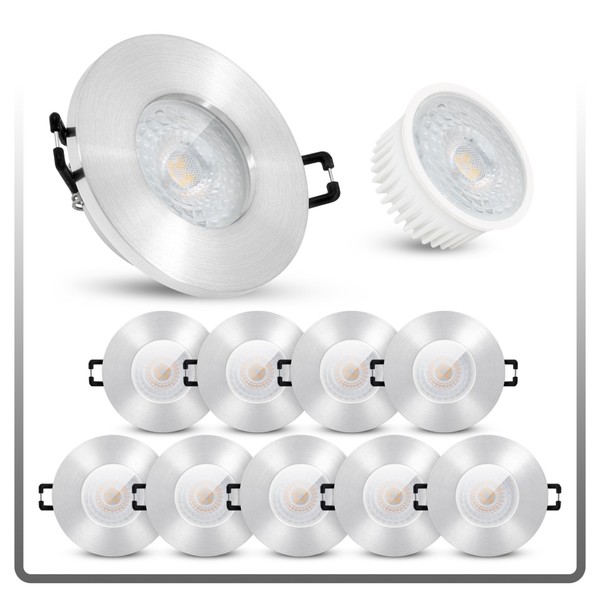 10X Led Einbaustrahler IP65 Alu Led 4W Neutralweiß Badlampe Deckenspot Leuchte-image