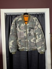 ROUGH SIMMONS Neotokyo Akira Patched Camo Denim Raf Riot Bomber Jacket M