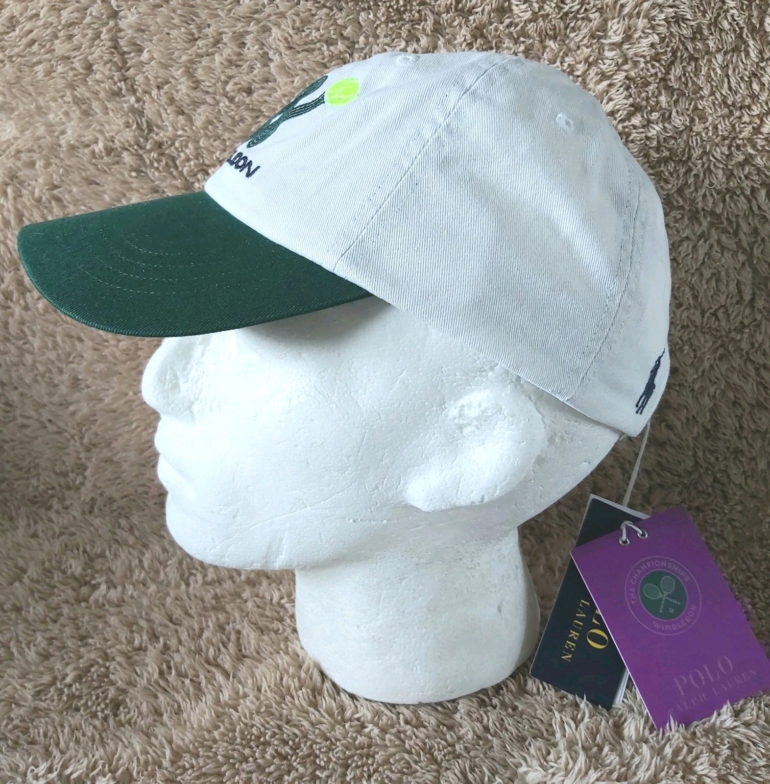 Official WIMBLEDON POLO RALPH LAUREN White Chino CAP Tennis 710870899003 Shlf2