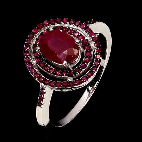 Summer 925 Sterling Silver Ring Oval Ruby 7x5mm Ruby Natural Gemstone Jewelry Si - Picture 2 of 13