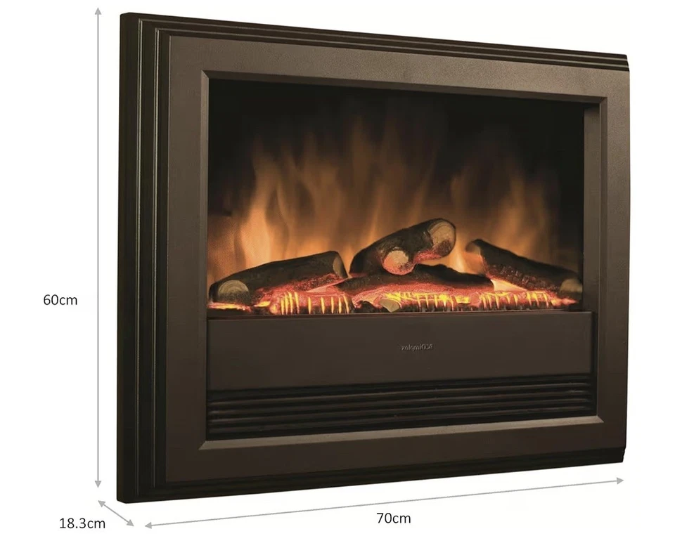 Dimplex Bach Optiflame Electric Wall Fire Flame Log Effect 2kw Fan Heater Remote - Image 2 of 4