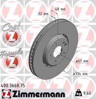 1X Bremsscheibe Formula Z Zimmermann 400.3668.75 FüR Mercedes S202 CLK Klasse