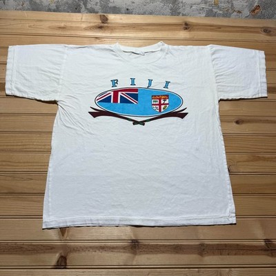 Vintage 80s Fiji Flag Tropical Island Vacation Graphic Souvenir T-Shirt - Large