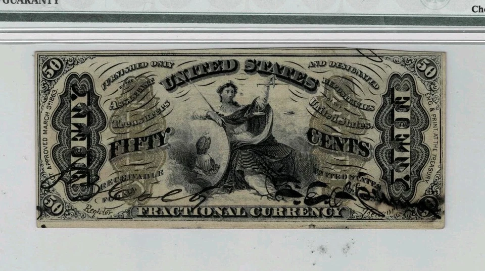 .50 Cent Fractional Currency note--fr.1355 (Justice/Autographed) PMG CU 64 EPQ - Image 3 of 4