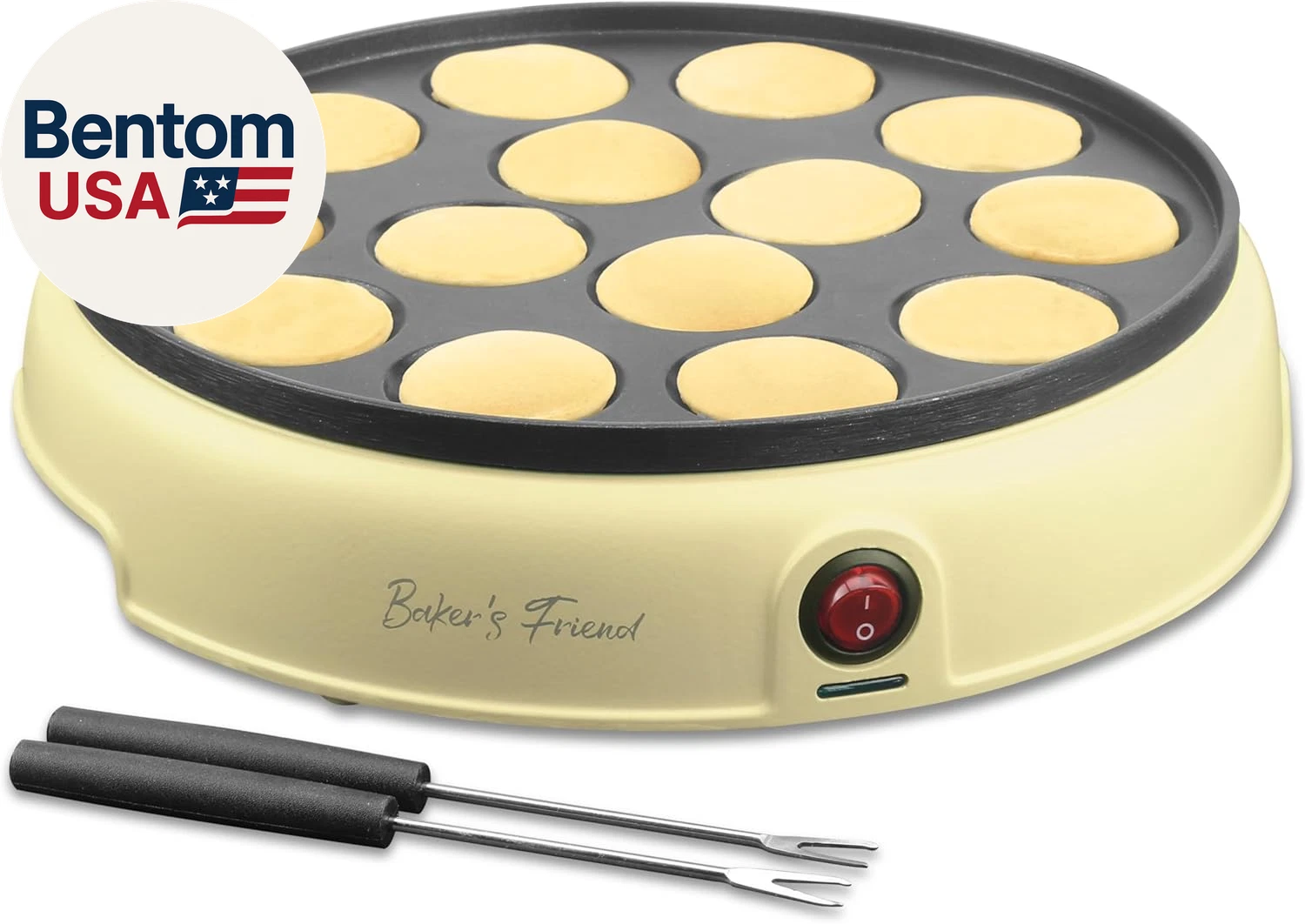 Mini Pancakes Maker Machine, Dutch Mini Pancake Griddle, 14 Holes Electric Poffe