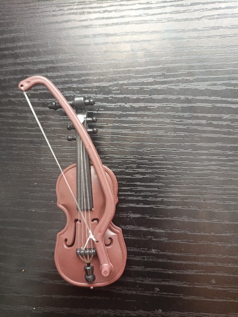 Miniature Toy Violin with Bow – Brown Plastic Collectible UK