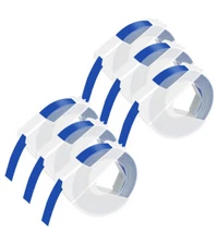 6PK For DYMO Label Maker 3D Embossing Plastic Label Tape A520106 White/Blue 9mm