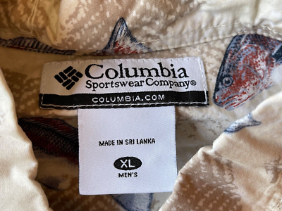 MABE アートブック Columbia Sportswear Men's Fish Print Button-Front Camp Shirt XL