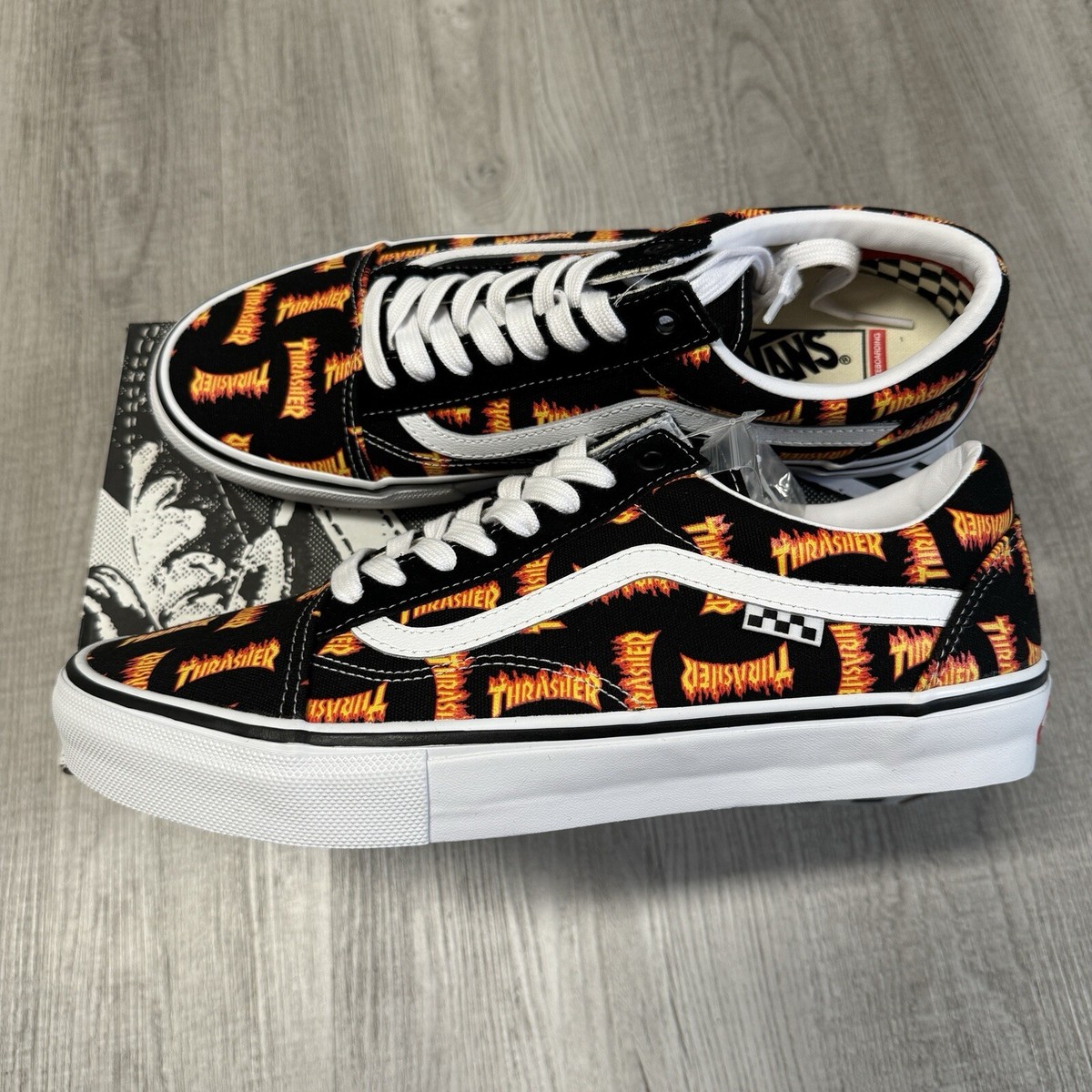 Vans x Thrasher Skate Old School Shoes Black Multi Logo Size 11.5