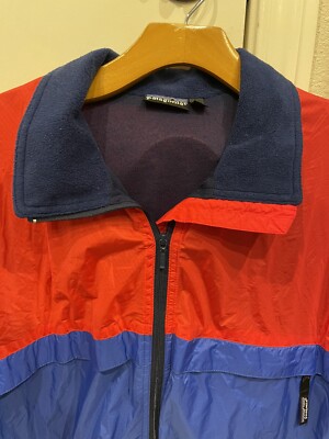 VTG 90s Patagonia Full Zip Light Jacket Nylon Red Blue Made in