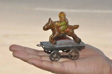 Vintage Horse Rider On Platform Tin Penny Pull Along Toy