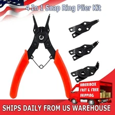 Portable 7" Internal External Retaining Clips Snap Ring Circlip Pliers 4pcs Set