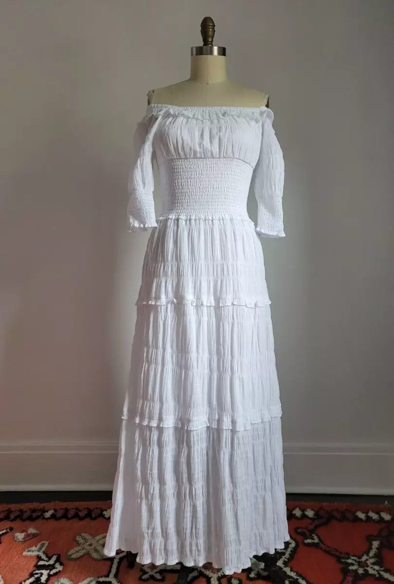 White peasant cheap maxi dress