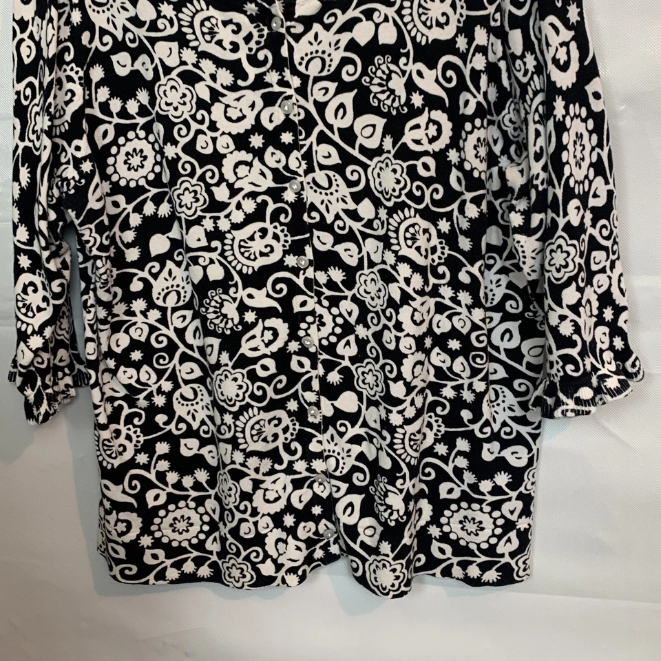 Женский хлопковый кардиган Lane Bryant черный/белый на пуговицах рукав 3/4 размер 18-20 - Изображение 4 из 4