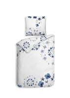 Heckett & Lane Satin BettwäSche 135X200 Zoe White BlüTenkranz Kreis Blau Wende