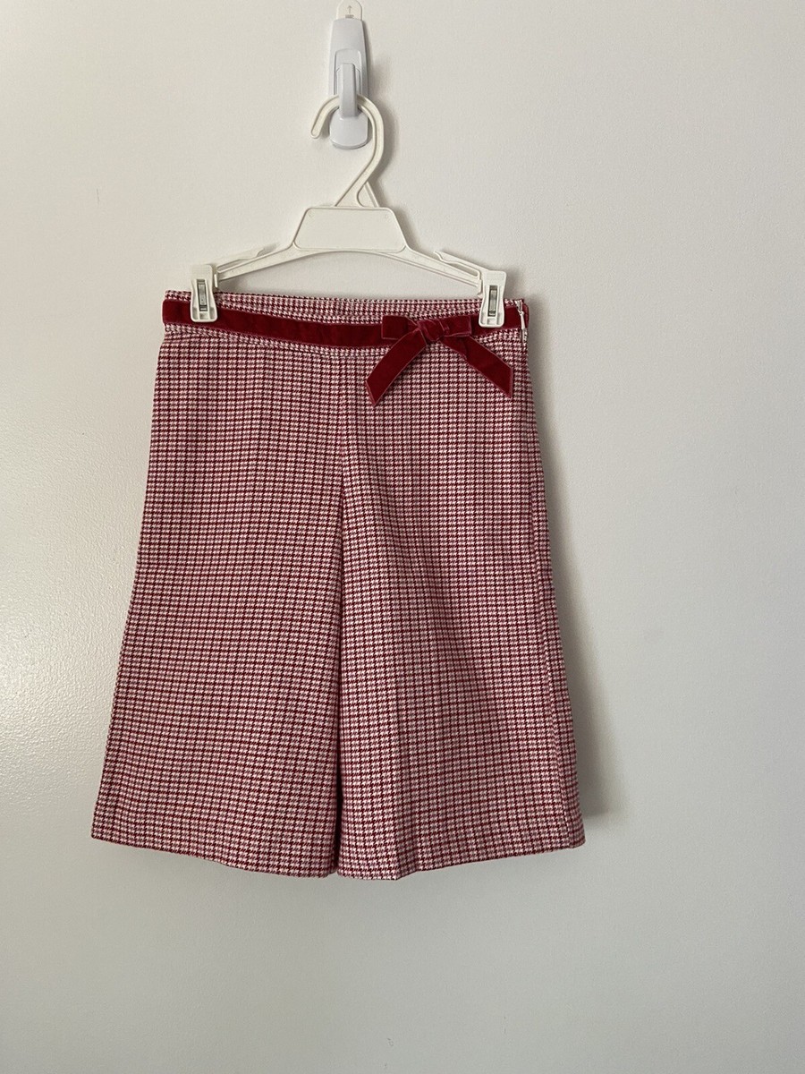 NWT Jack And Jack Girls Bow Plaid Wide Leg Pants 5T Red/White