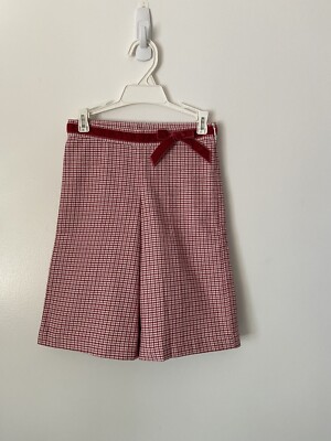 NWT Jack And Jack Girls Bow Plaid Wide Leg Pants 5T Red/White