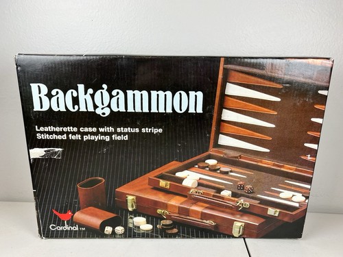 OPEN Box Backgammon Leatherette Case Status Stripe Stitched Felt Playing Field - Picture 3 of 24