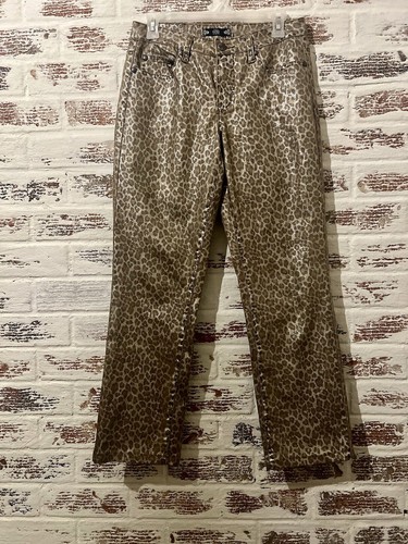 True Luxe Jeans Leopard Print Waxed Denim Pants Size 6 - Picture 3 of 12