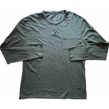 Blackberrys Urban Mens Henley Tee Shirt Long Sleeve Dark Olive Green Comfort 3XL