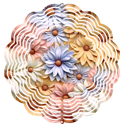 3D Daisies Wind Spinner  Metal Garden Art Sculpture  Outdoor Decor
