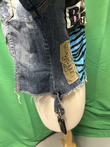 Customized denim Jean jacket Punk Y2K Patches Pins Studs Medium - Picture 7 of 8