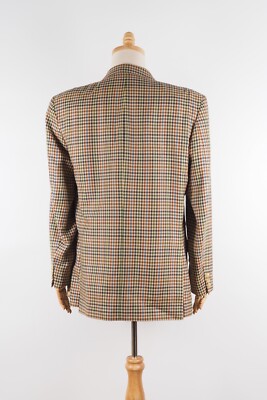 ★DAKS★ TARTAN CHECK MIX Brown tartan check leather two-ton DAKS London Vintage Mens Multi Check Plaid Blazer Sport Coat
