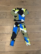 686 Boys Ski/snowboard Base Layer Shirt/pants Set Size S Stripe Logo