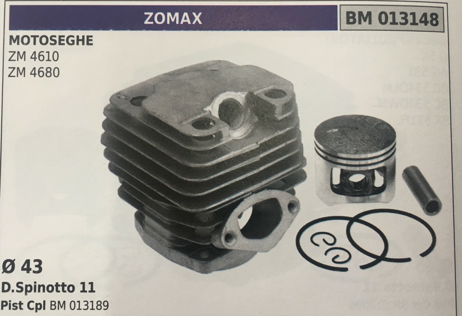 Cilindro e Pistone Zomax ZM4000 Brumar BM013148 - Ricambio Certificato
