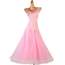 NEW Latin Ballroom Dance Dress Modern Salsa Waltz Standard Long Dress F737 Pink