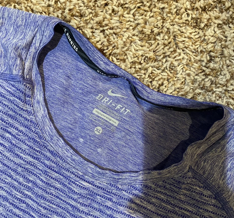 Lot Of 2 Nike DriFIT Knit Shirt Running Heather Blue Reflective 833562 Men's XL - Image 2 of 4